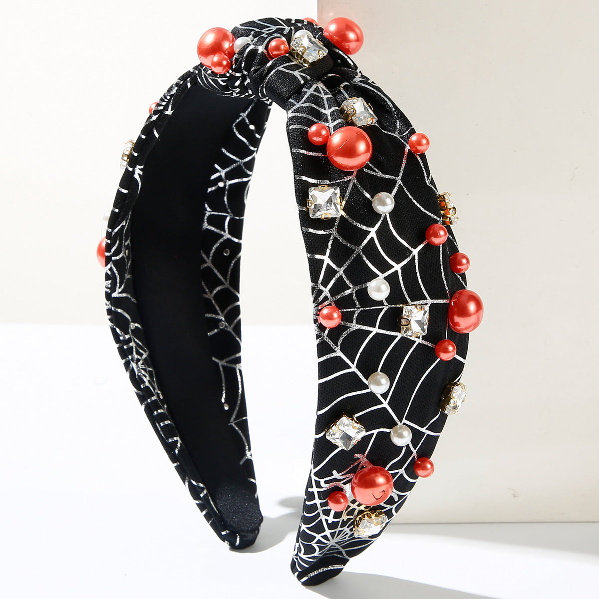 Wholesale Halloween Spider Web Skull Headpin Beaded Diamond Headband